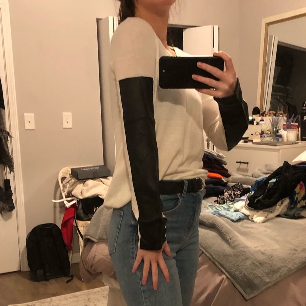 BCBGeneration leather detail top